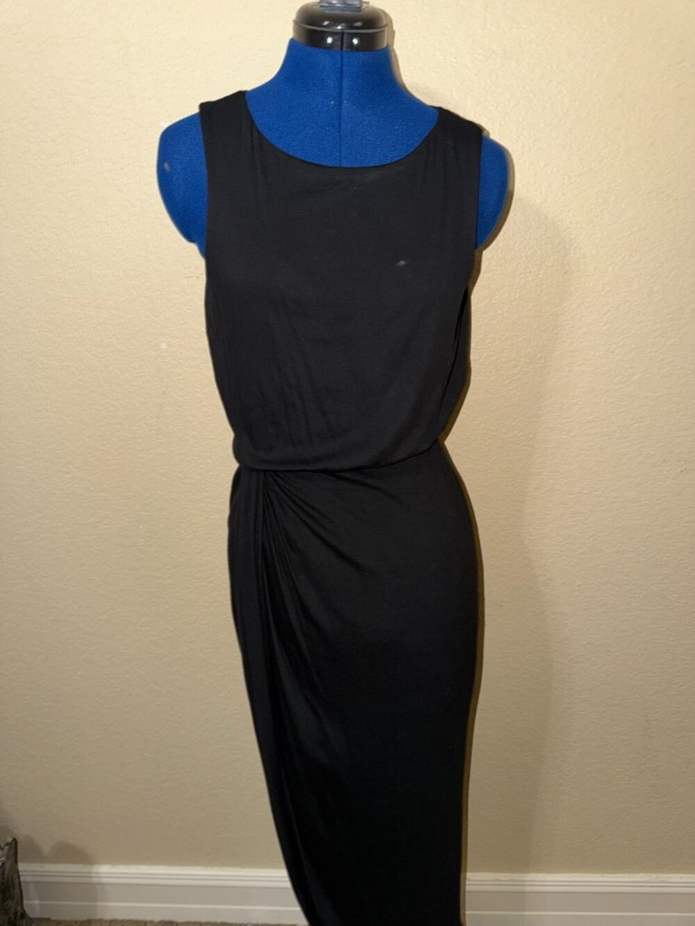 White House Black Market Black Drapey Ruched Midi Dress - Size XS